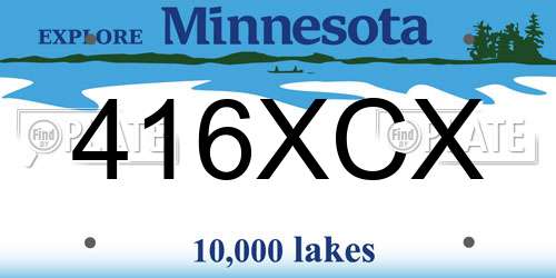 416XCX Minnesota License Plate