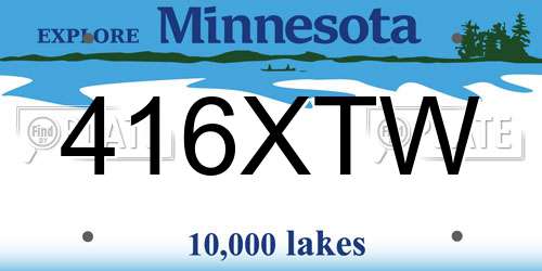 416XTW Minnesota License Plate