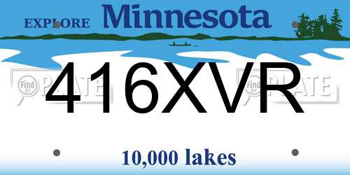 416XVR Minnesota License Plate