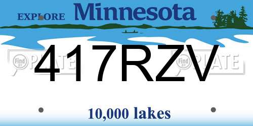 417RZV Minnesota License Plate