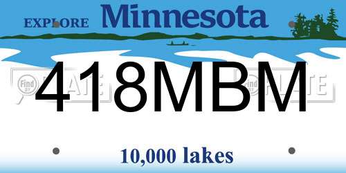 418MBM Minnesota License Plate