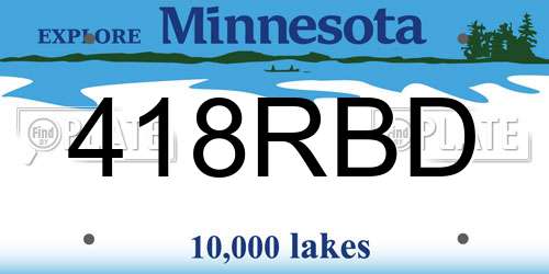 418RBD Minnesota License Plate