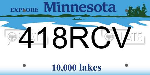 418RCV Minnesota License Plate