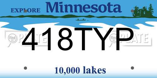 418TYP Minnesota License Plate