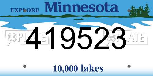419523 Minnesota License Plate