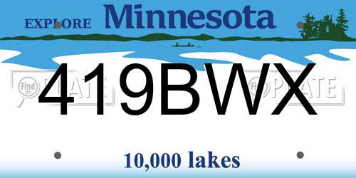 419BWX Minnesota License Plate