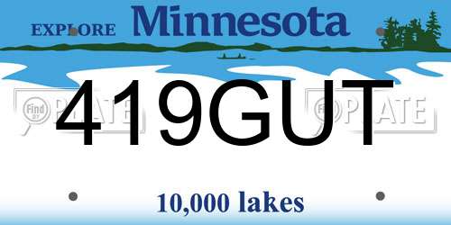 419GUT Minnesota License Plate