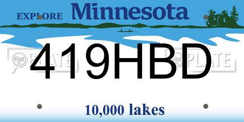 419HBD Minnesota License Plate