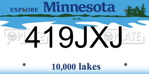 419JXJ Minnesota License Plate