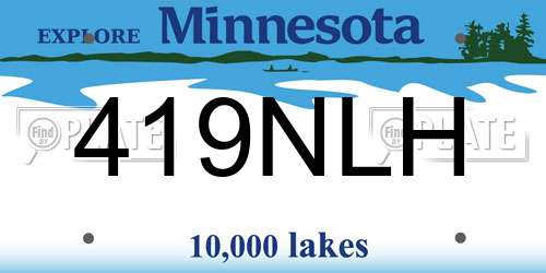 419NLH Minnesota License Plate