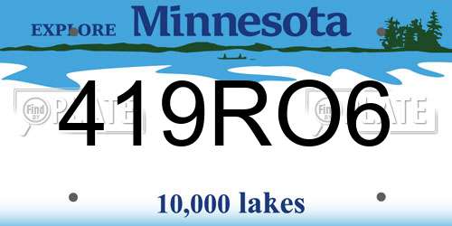 419RO6 Minnesota License Plate