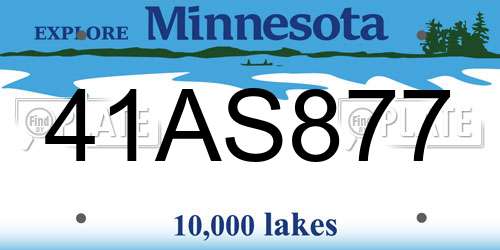 41AS877 Minnesota License Plate