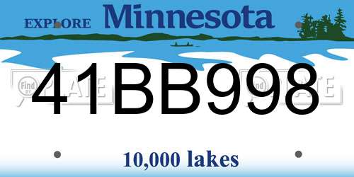 41BB998 Minnesota License Plate