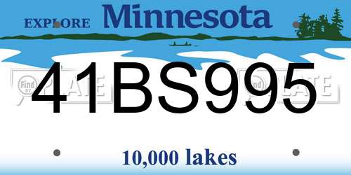 41BS995 Minnesota License Plate