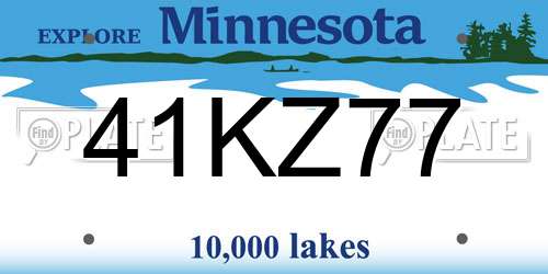 41KZ77 Minnesota License Plate