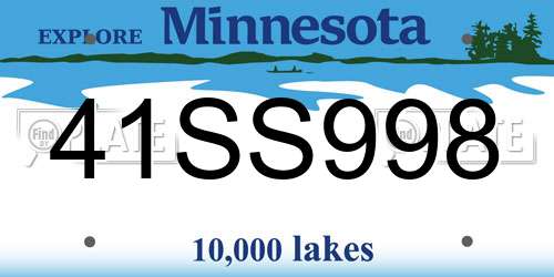 41SS998 Minnesota License Plate