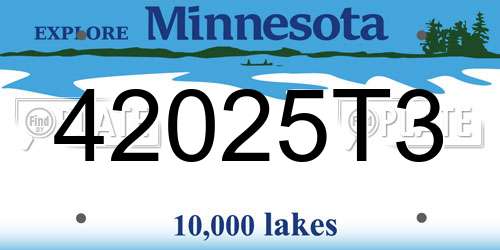 42025T3 Minnesota License Plate