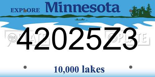 42025Z3 Minnesota License Plate