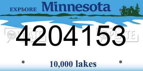 4204153 Minnesota License Plate