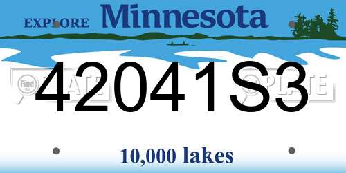 42041S3 Minnesota License Plate