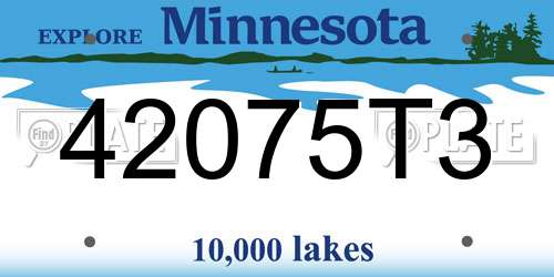 42075T3 Minnesota License Plate