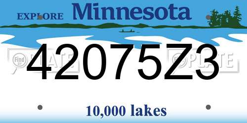 42075Z3 Minnesota License Plate