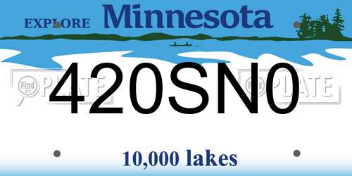 420SN0 Minnesota License Plate