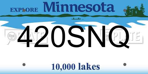 420SNQ Minnesota License Plate