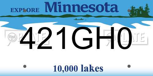 421GH0 Minnesota License Plate