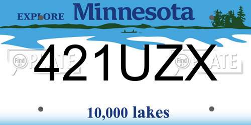 421UZX Minnesota License Plate