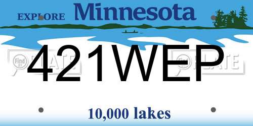 421WEP Minnesota License Plate