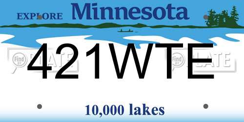 421WTE Minnesota License Plate