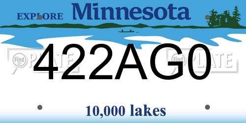 422AG0 Minnesota License Plate