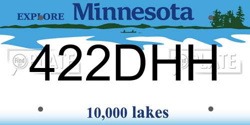 422DHH Minnesota License Plate