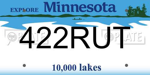 422RUT Minnesota License Plate