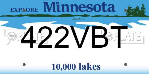 422VBT Minnesota License Plate