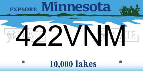 422VNM Minnesota License Plate