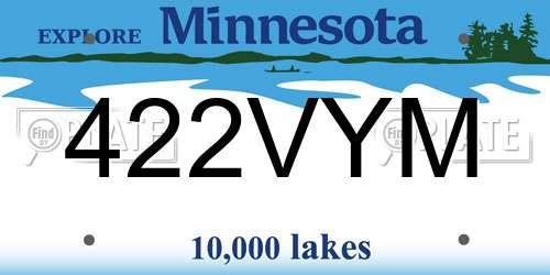 422VYM Minnesota License Plate