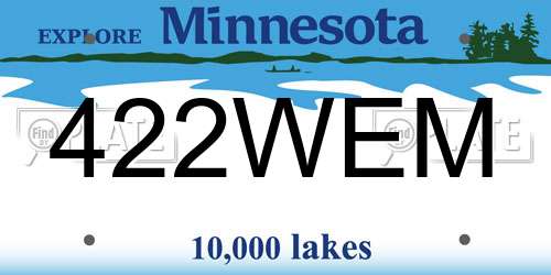 422WEM Minnesota License Plate