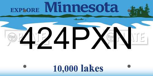 424PXN Minnesota License Plate