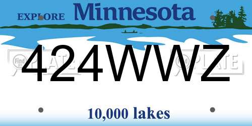 424WWZ Minnesota License Plate