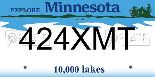424XMT Minnesota License Plate