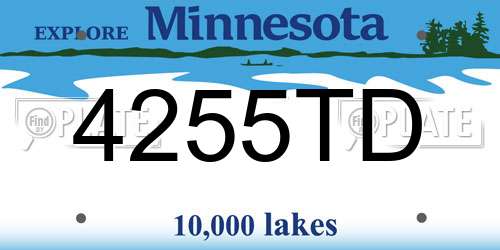 4255TD Minnesota License Plate