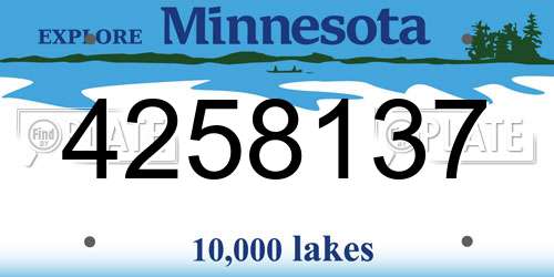 4258137 Minnesota License Plate
