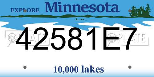 42581E7 Minnesota License Plate