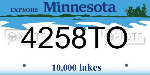 4258TO Minnesota License Plate