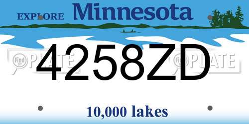 4258ZD Minnesota License Plate