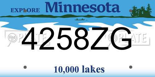 4258ZG Minnesota License Plate