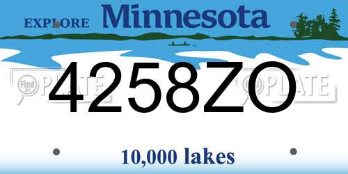 4258ZO Minnesota License Plate