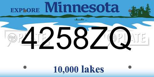 4258ZQ Minnesota License Plate